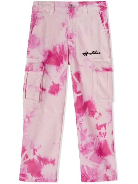 Pantaloni Off-White roz din elastan si bumbac