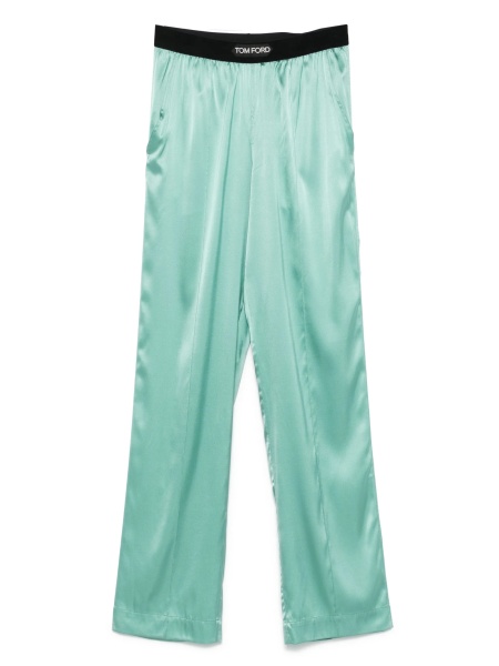 Pantaloni pijama Tom Ford verzi din matase si elastan