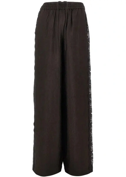 Pantaloni Pinko maro din jacquard