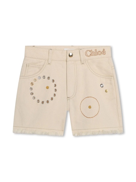 Pantaloni scurti Chloe neutri din bumbac
