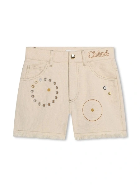 Pantaloni scurti Chloe neutri din bumbac