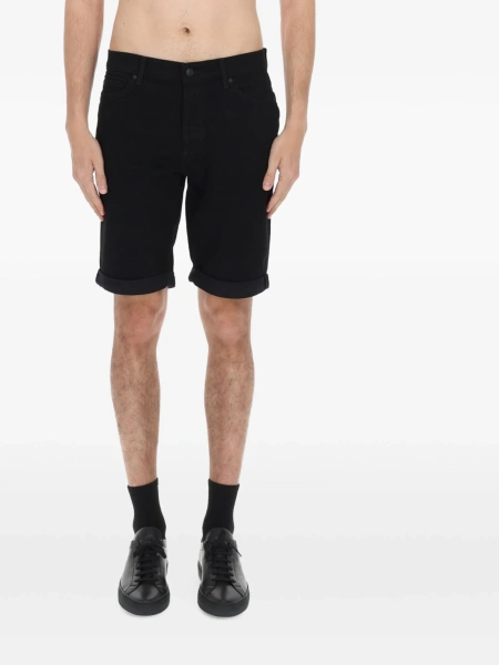 Pantaloni scurti Hugo Boss negri din elastan si bumbac