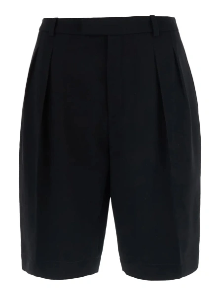 Pantaloni scurti Saint Laurent negri din lana