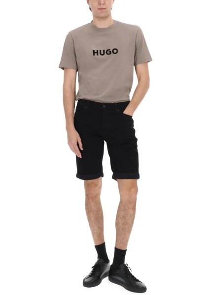 Pantaloni Shorts Con Patch Logo