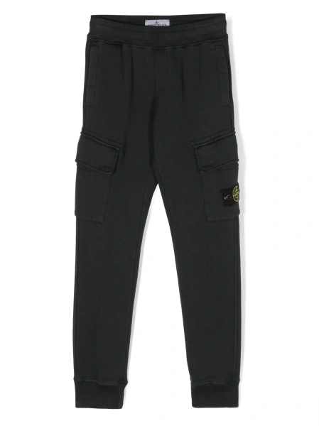 Pantaloni Stone Island negri din bumbac