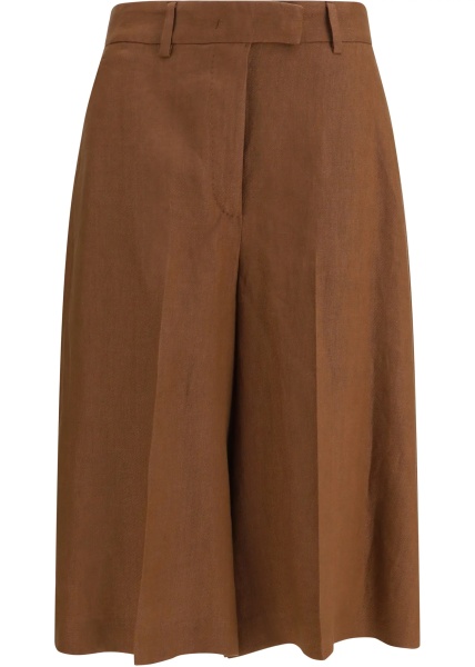 Pantaloni Straight-Leg Bermuda Shorts in twill with pleats