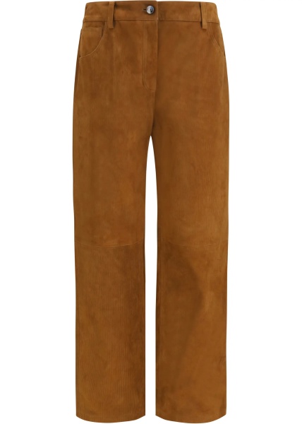 Pantaloni Straight-leg corduroy-effect leather Pants
