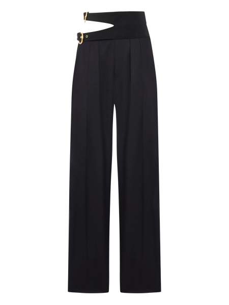 Pantaloni talie inalta Chloe negri din lana