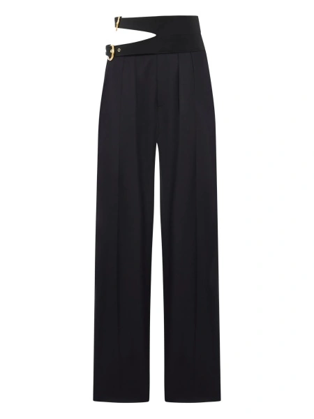 Pantaloni talie inalta Chloe negri din lana