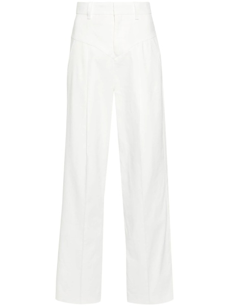 Pantaloni talie inalta Isabel Marant albi din vascoza si canepa