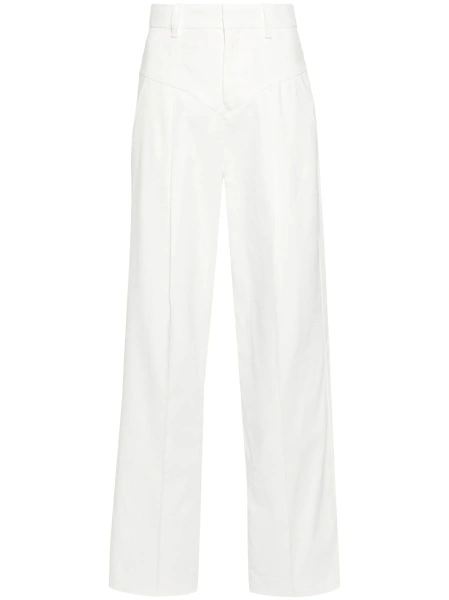 Pantaloni talie inalta Isabel Marant albi din vascoza si canepa