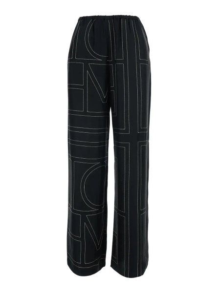 Pantaloni TOTÊME Black Pants with elasticated waist and two side pockets in silk for women