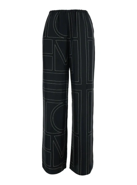 Pantaloni TOTEME negri din matase
