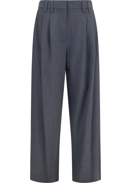 Pantaloni Tropical wool tailored Pants with Monili detail