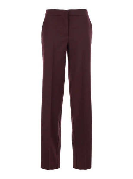 Pantaloni Violet Pants with Concealed Front Closure and Logo Plaque on the Rear in Wool Blend Stretch Woman