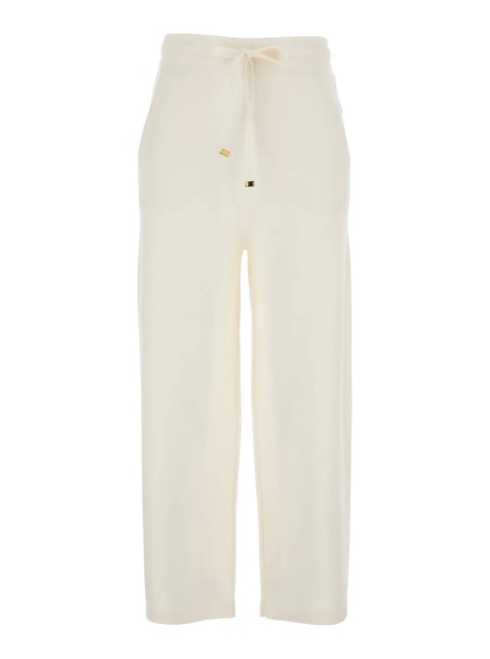 Pantaloni White Pants with Elasticated Waist with Drawstring in Fabric Woman