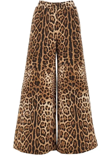 Pantaloni Wide-leg pants with leopard-print
