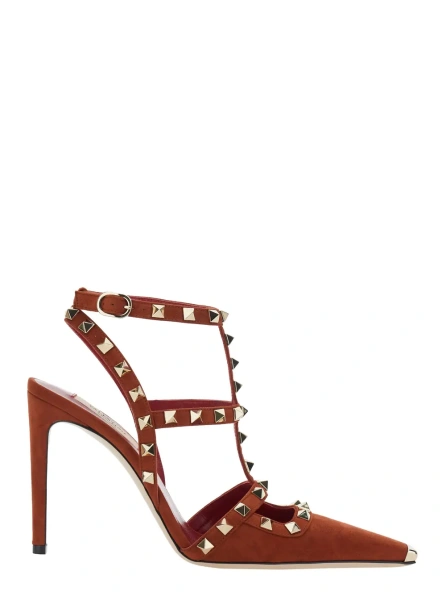 Pantofi ANKLE STRAP | ROCKSTUD | T. 100 | CAMOSCIO/PLATINUM STUDS/PLATINUM TIP