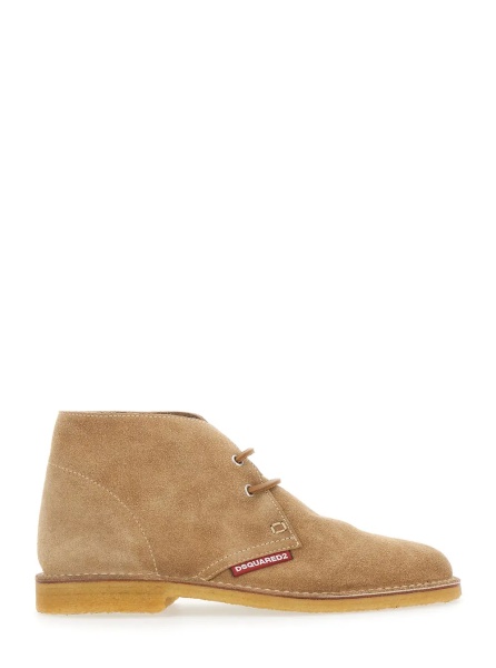 Pantofi Beige Oxford Shoes with Logo Patch on the Side in Suede for Men