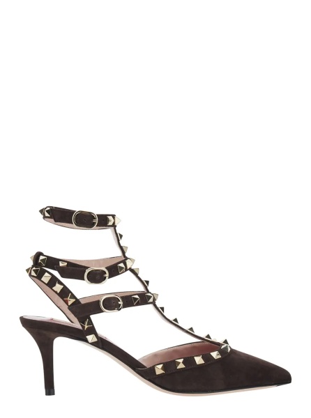 Pantofi Brown pumps all-over Rockstud in suede for women