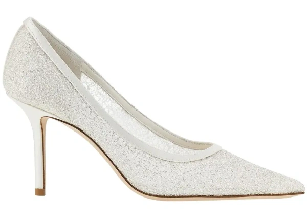 Pantofi cu toc Jimmy Choo albi 'Love'