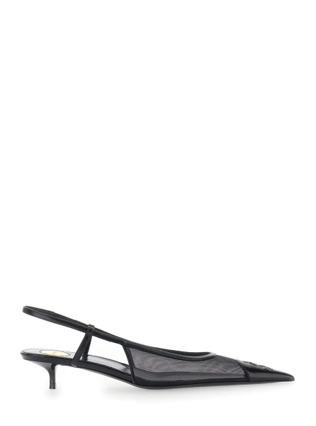 Pantofi 'Gaspar' Black Pointed Pumps with Elastic Strap in Leather for Women