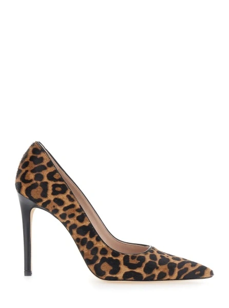 Pantofi 'Stuart Power' Brown Pumps with Leopard Motif and High Heel in Leather for Women