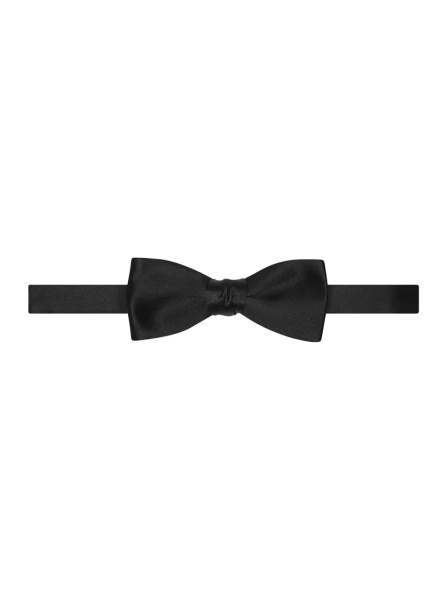 Papioane Black Ready-To-Wear Bowtie with Hook Closure in Silk Man
