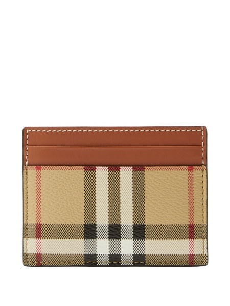 Portofel Burberry vintage check neutru din bumbac si piele