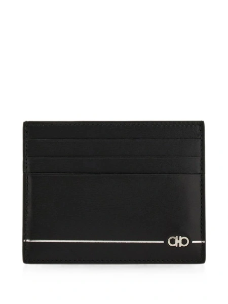 Portofel Ferragamo gancini negru din piele