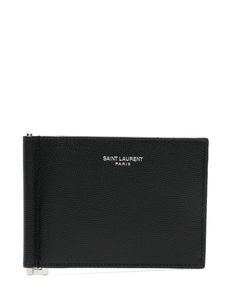 Portofel Saint Laurent negru din piele si alama