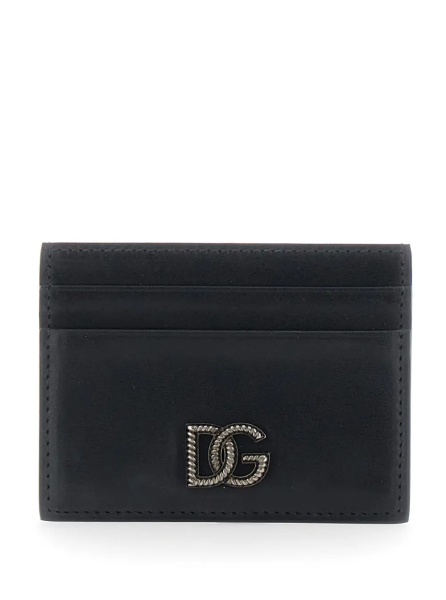 Portofele Black Card holder with Logo Plate on the Front in Leather for Men