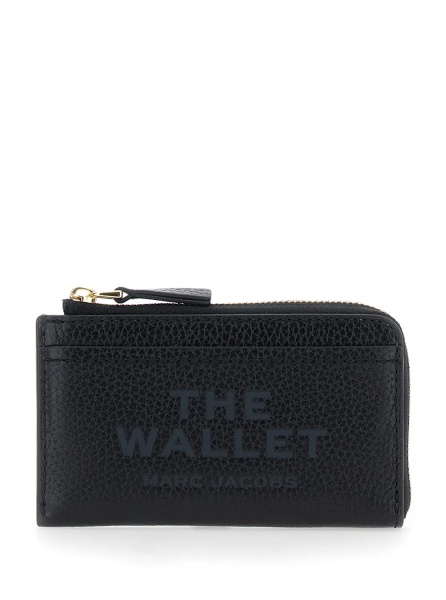 Portofele Black Wallet with Logo and Clasp in Hammered Leather Woman