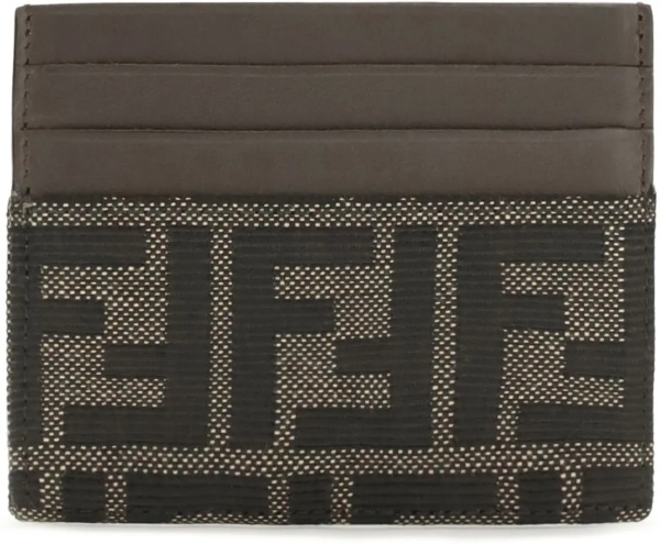 Portofele FF jacquard and leather Card Holder