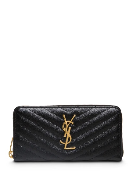 Portofele Wallet 'Monogram' in Black Chevron Leather for Women