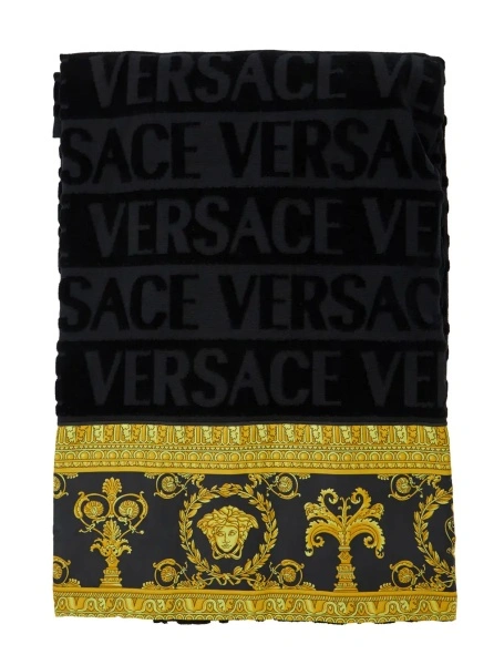 Prosoape Set of towels with Baroque print, cotton, black, unisex
