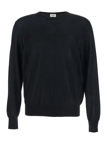 Pulover Black Crewneck Sweater with Cassandre in Cashmere Man