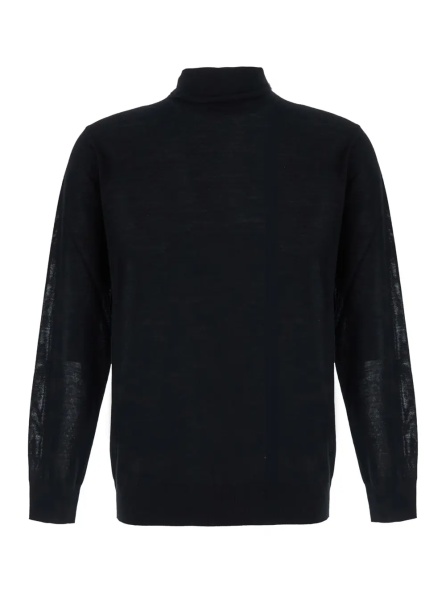 Pulover Black Turtleneck Sweater in Wool for Men