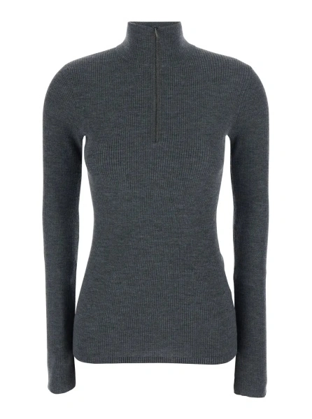 Pulover Brunello Cucinelli gri din lana si casmir