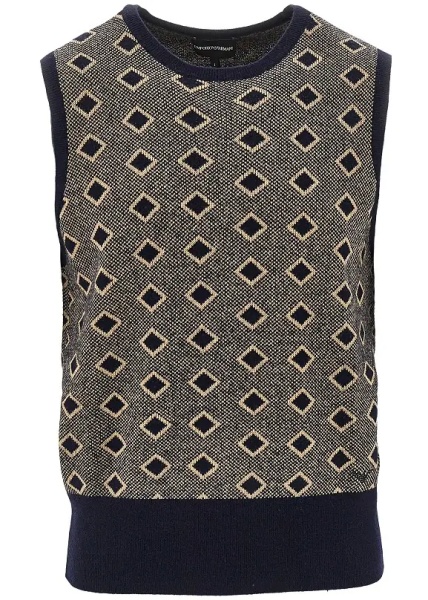 Pulover Cashmere and wool vest with diamonds motif