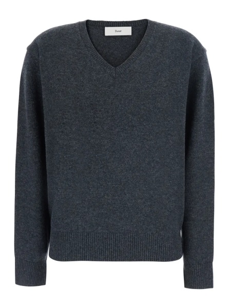 Pulover CASHMERE V-NECK SWEATER with V-neck and long sleeves in Wool and Cashmere Gray Men
