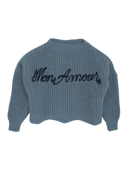 Pulover Chunky sweater with "Mon Amour" embroidery
