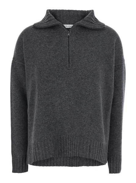 Pulover CRASSO is a sweater with a V-neck and long sleeves in gray for women