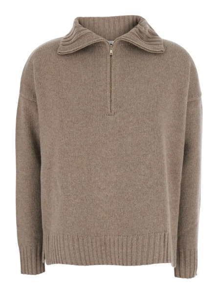 Pulover CRASSO Sweater with V-neck and long sleeves in Beige Woman