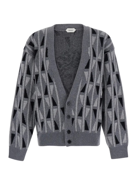 Pulover Gray Sweater with Medusa Details on the Leather Front