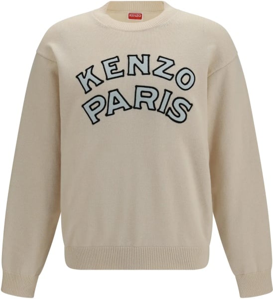 Pulover Kenzo Paris emblem embroidered wool and cotton Sweater