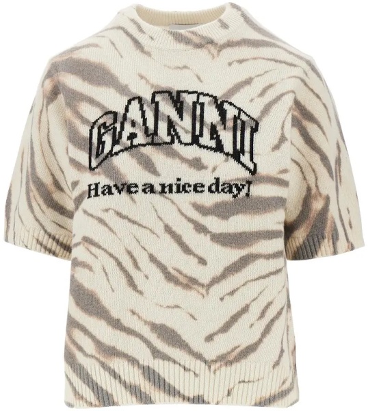 Pulover Knitted top with zebra-striped motif