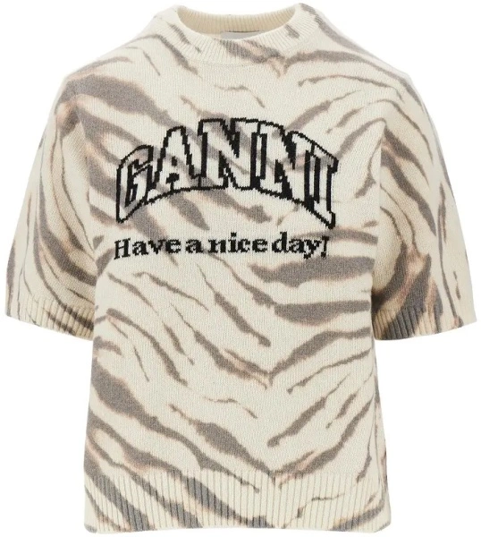 Pulover Knitted top with zebra-striped motif
