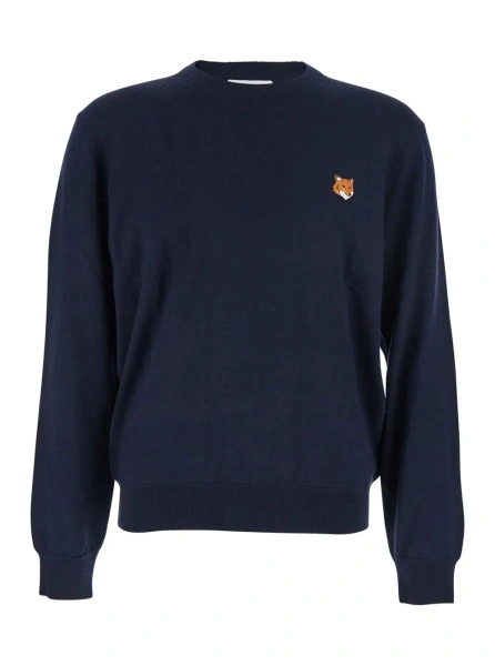 Pulover MAISON KITSUNÉ albastru din lana