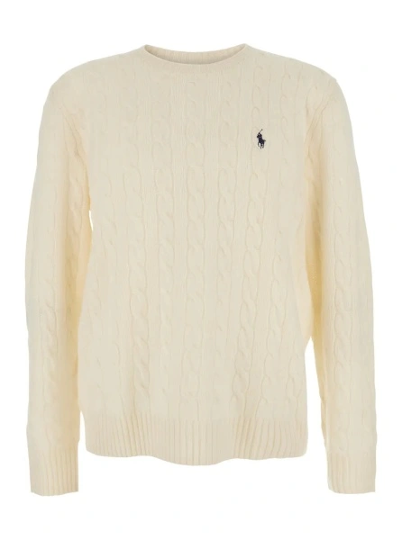 Pulover Ralph Lauren alb din lana si casmir